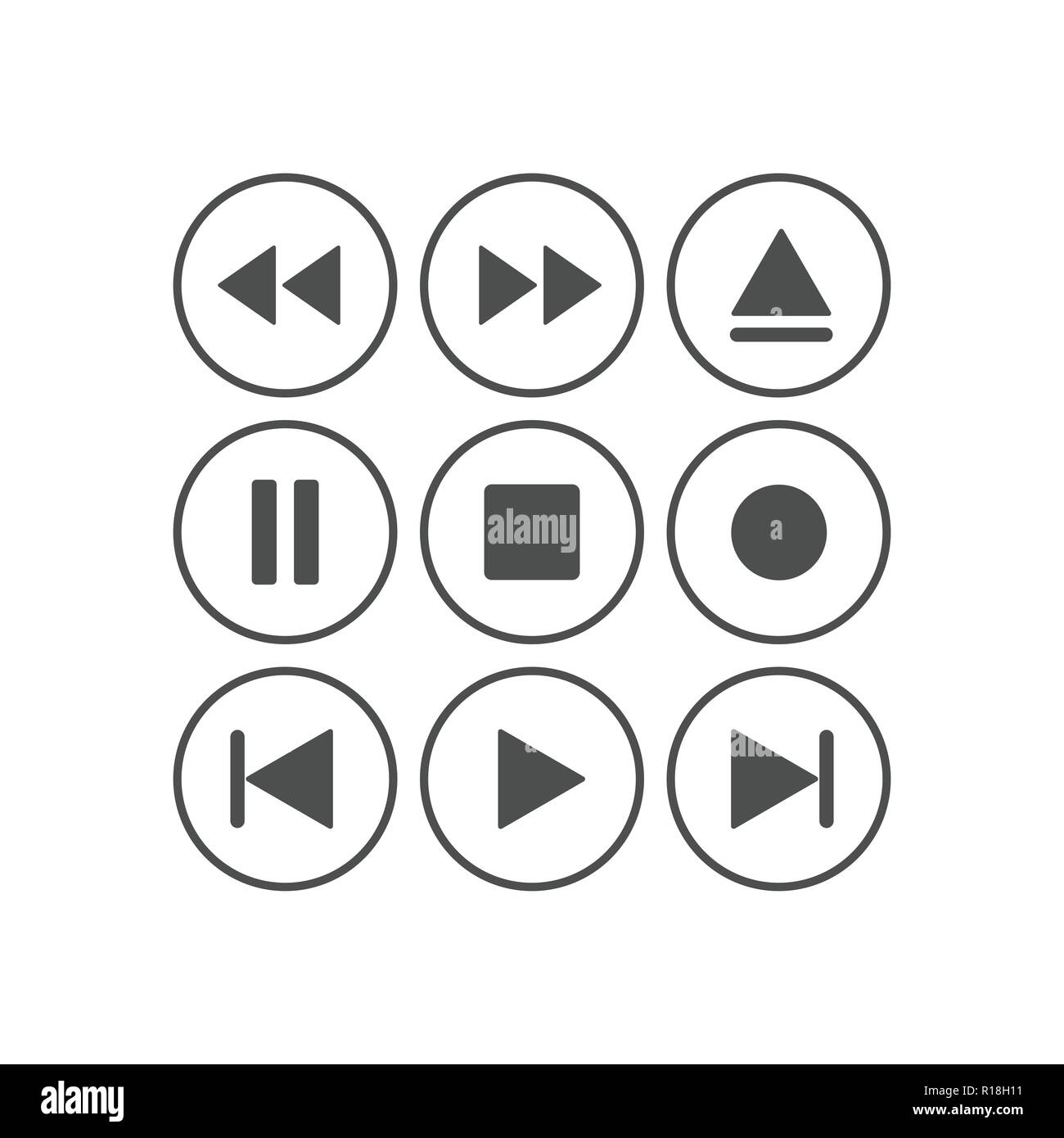 Media player icon set. Vector illustration, flat design Stock Vector ...