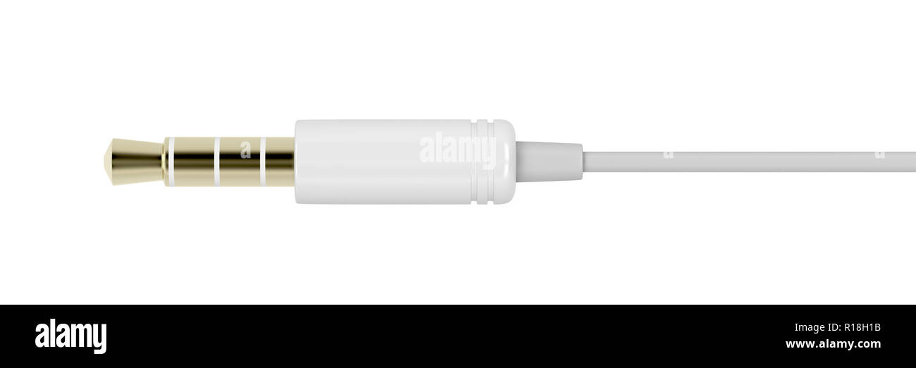 3.5mm headphone jack on a white background, 3D illustration Stock Photo