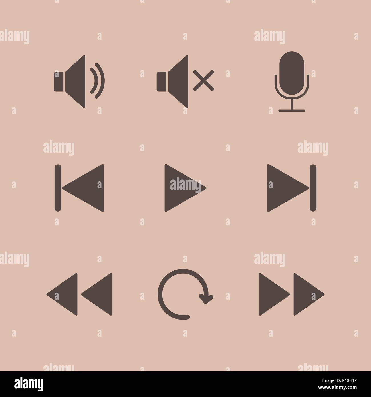 Media player icon set. Vector illustration, flat design. Stock Vector