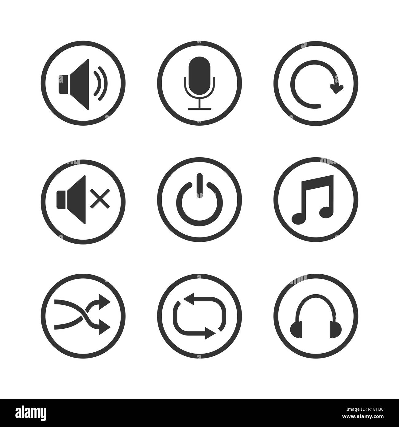 Media player icon set. Vector illustration, flat design. Stock Vector