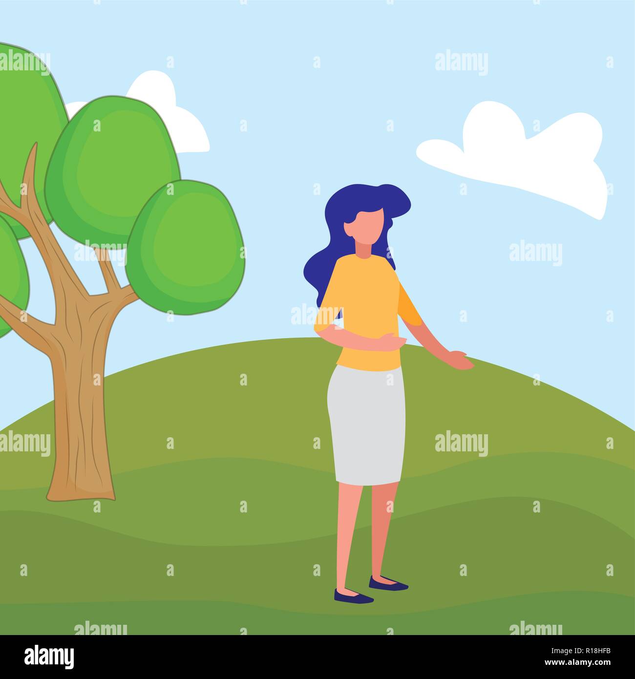 avatar woman over landscape background, vector illustration Stock ...