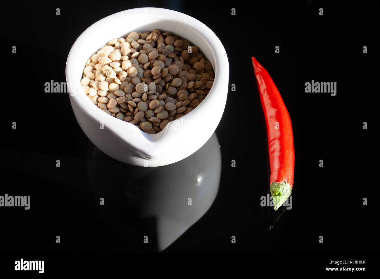 Diced red onion on black background Stock Photo