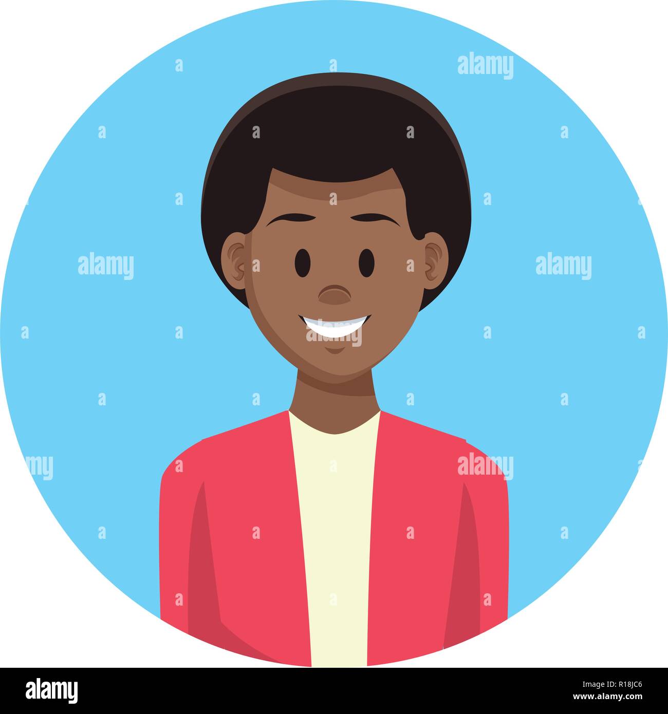 Man afro profile smiling cartoon round icon vector illustration graphic ...