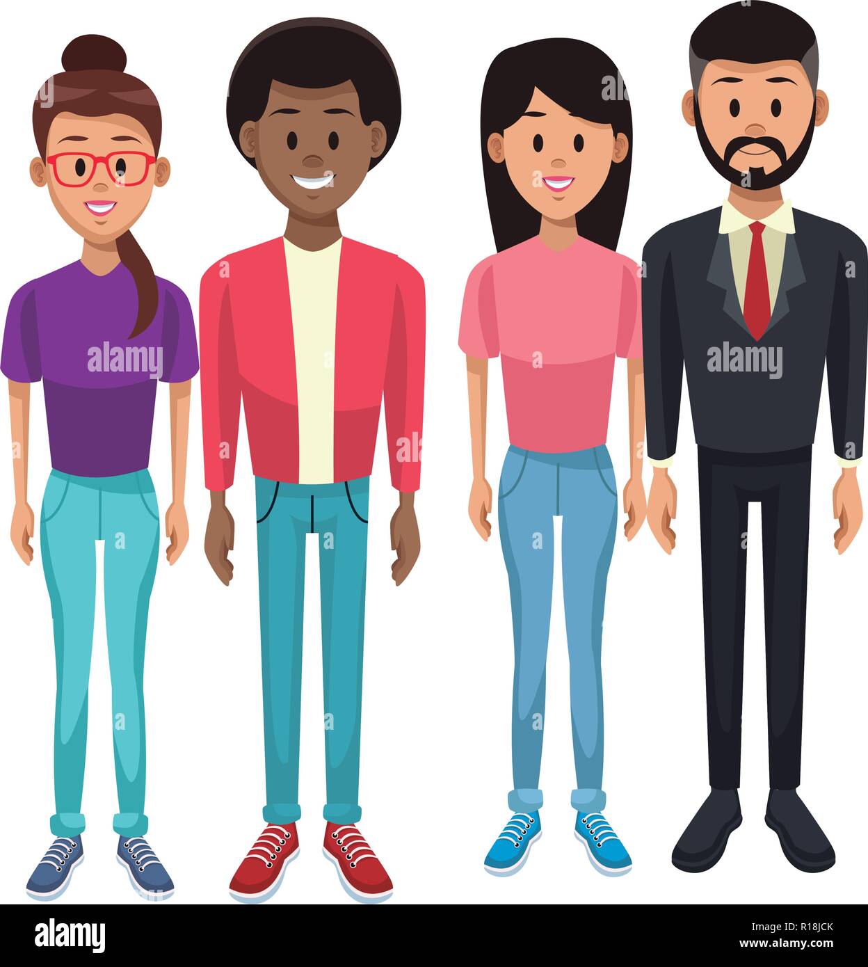 Young women and men cartoon isolated vector illustration graphic design ...