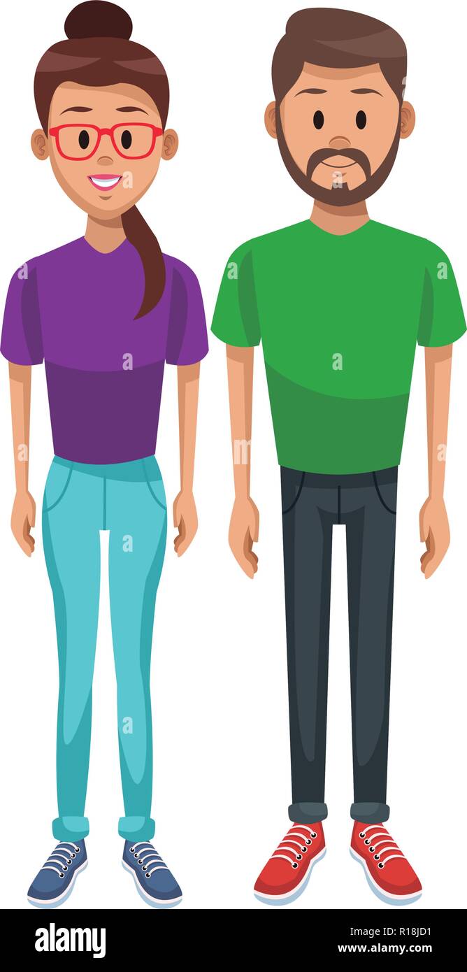Young couple woman and man cartoon isolated vector illustration graphic ...