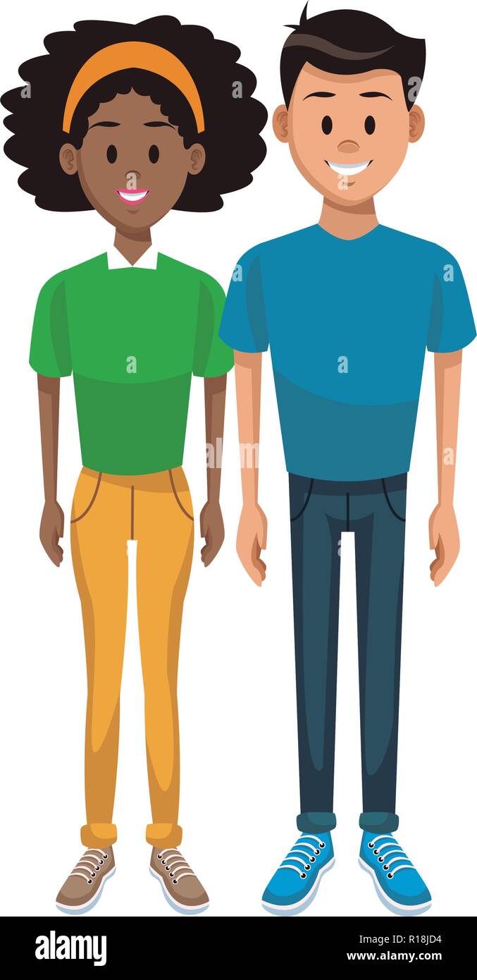 Young couple woman and man cartoon isolated vector illustration graphic ...
