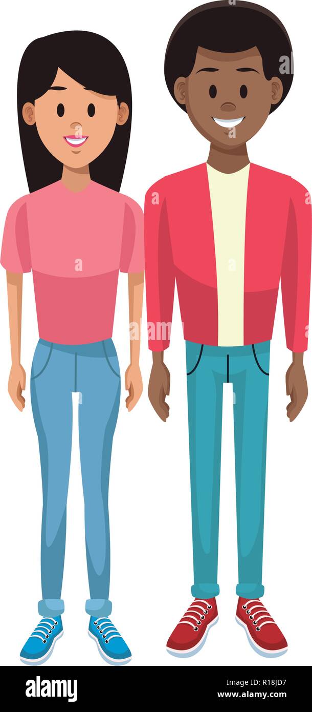 Young couple woman and man cartoon isolated vector illustration graphic ...