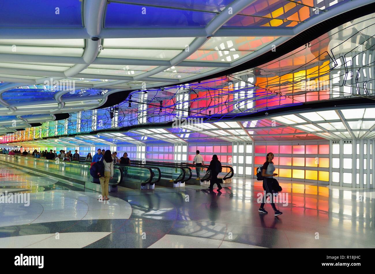 Chicago, Illinois, USA. The colorfully appointed tunnel passageway