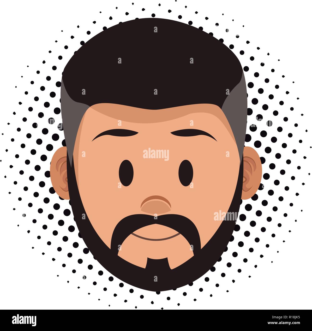 Man face with beard cartoon over dotted background vector illustration ...