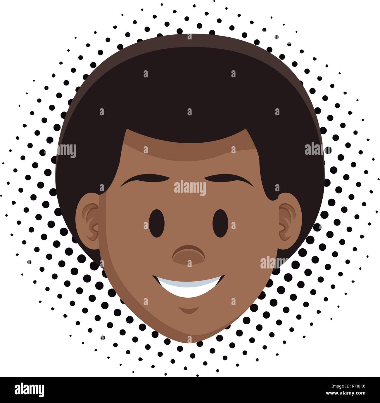 Man afro face with beard cartoon over dotted background vector ...