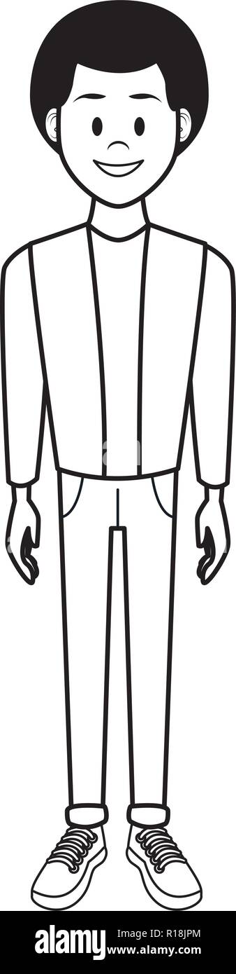 Man afro smiling cartoon in black and white vector illustration graphic ...
