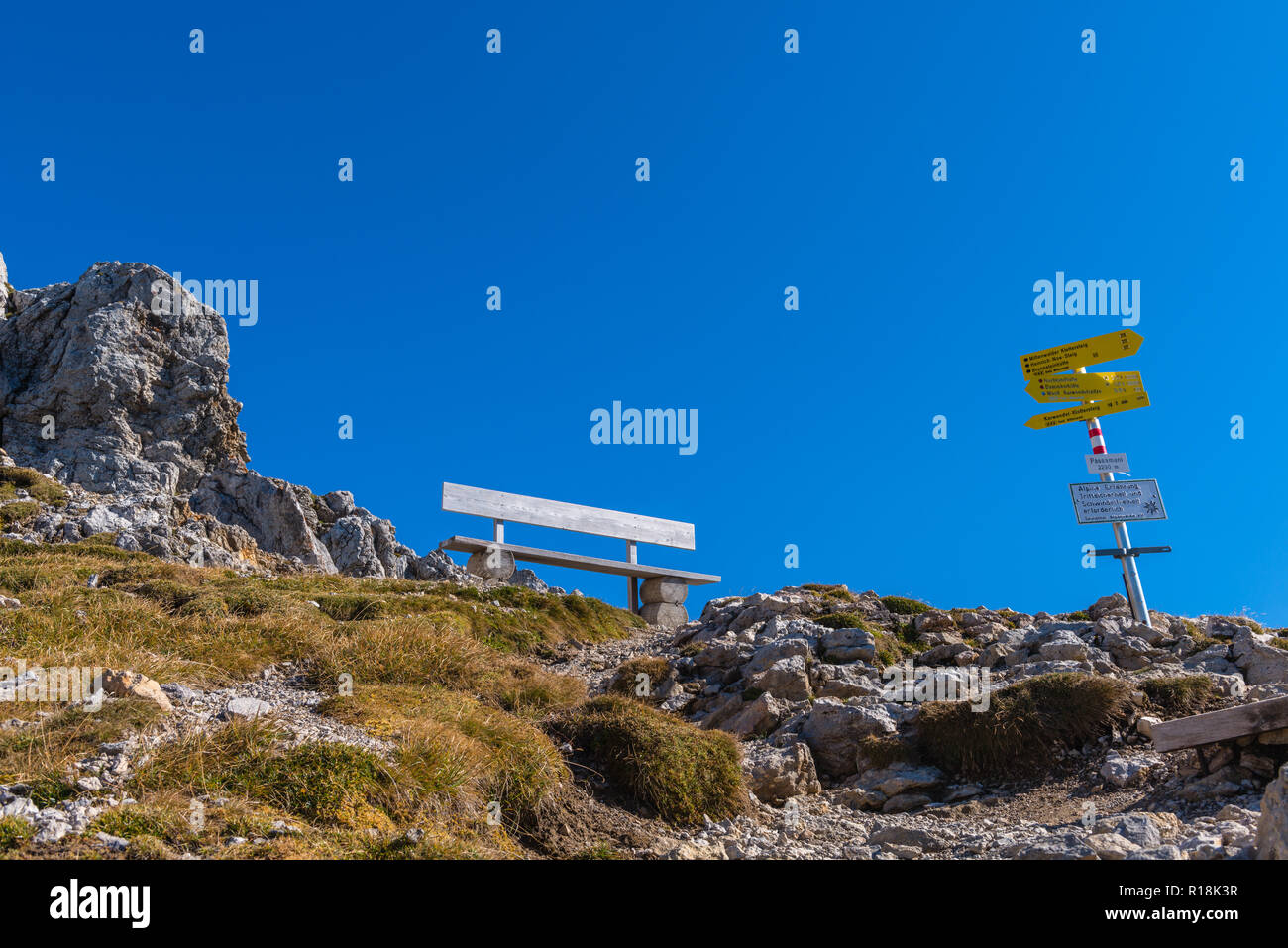 Passamani  Panoramaweg or Passamani Hiking Trail, Karwendelbahn, Karwendelgebirge or Karwendel Mountains, The Alps, Bavaria, Germany Stock Photo