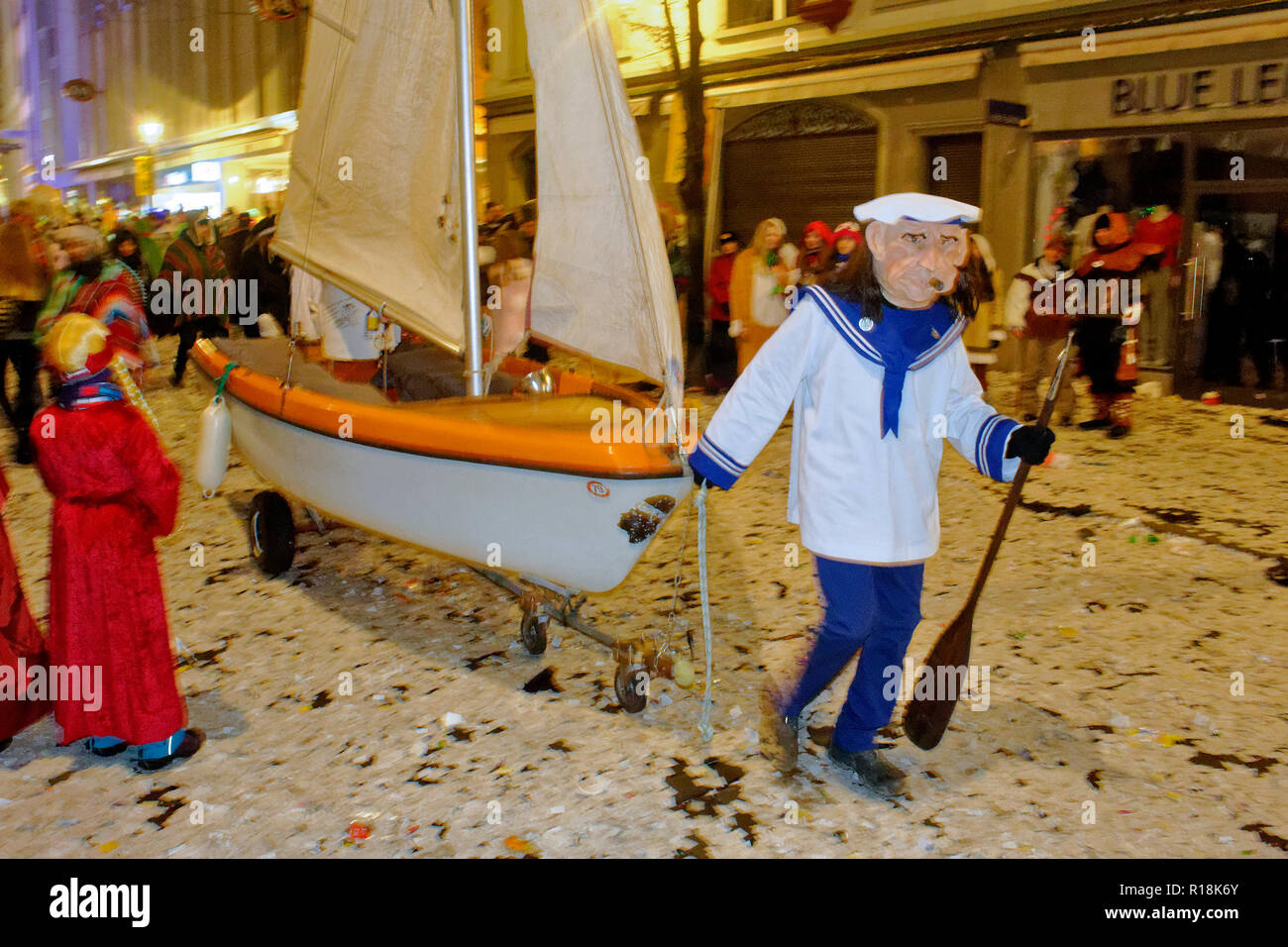 people wearing a carnival costumes at Luzern Carnival, Switzerland Stock Photo