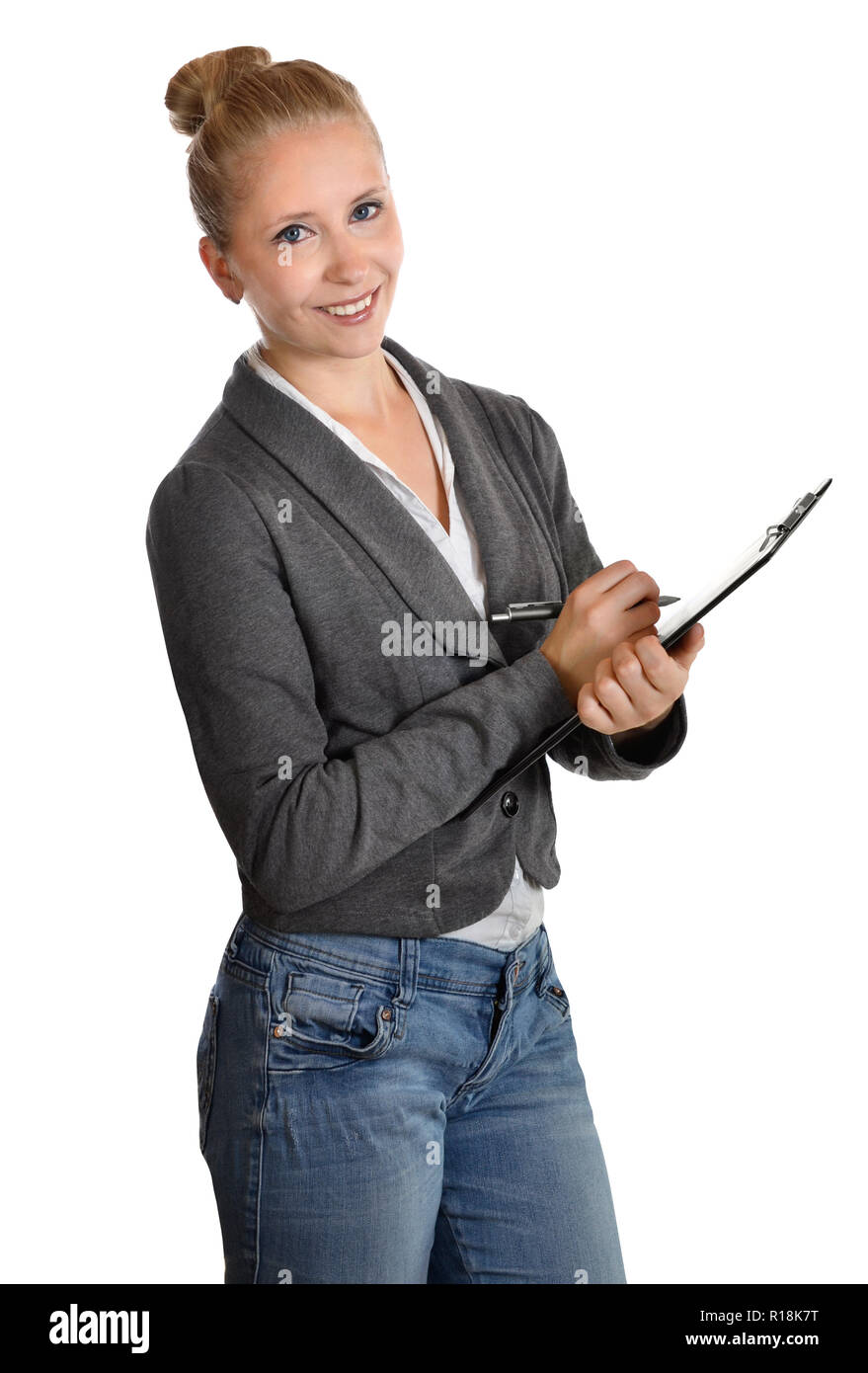 woman business young glasses smart application office work Stock Photo