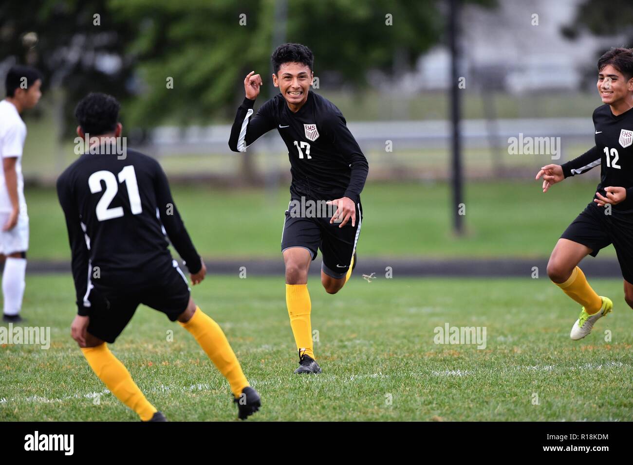 Football team men celebrating soccer hires stock photography and