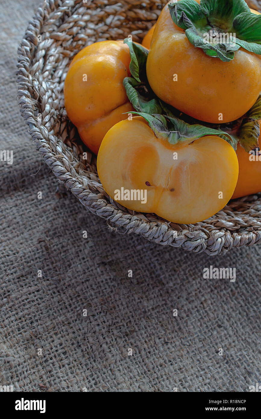 Close up fresh persimmon hi-res stock photography and images - Alamy