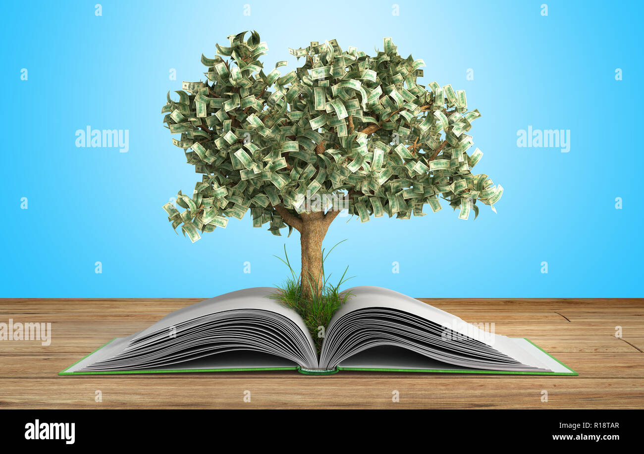 tree growing from book A big open book with tree Reading makes you