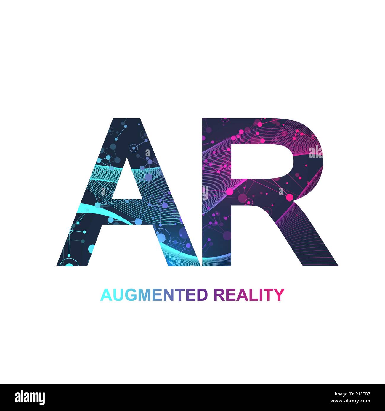 Augmented reality concept banner, AR. Virtual reality and augmented reality logo. Modern technologies sci-fi concept, vector Stock Vector