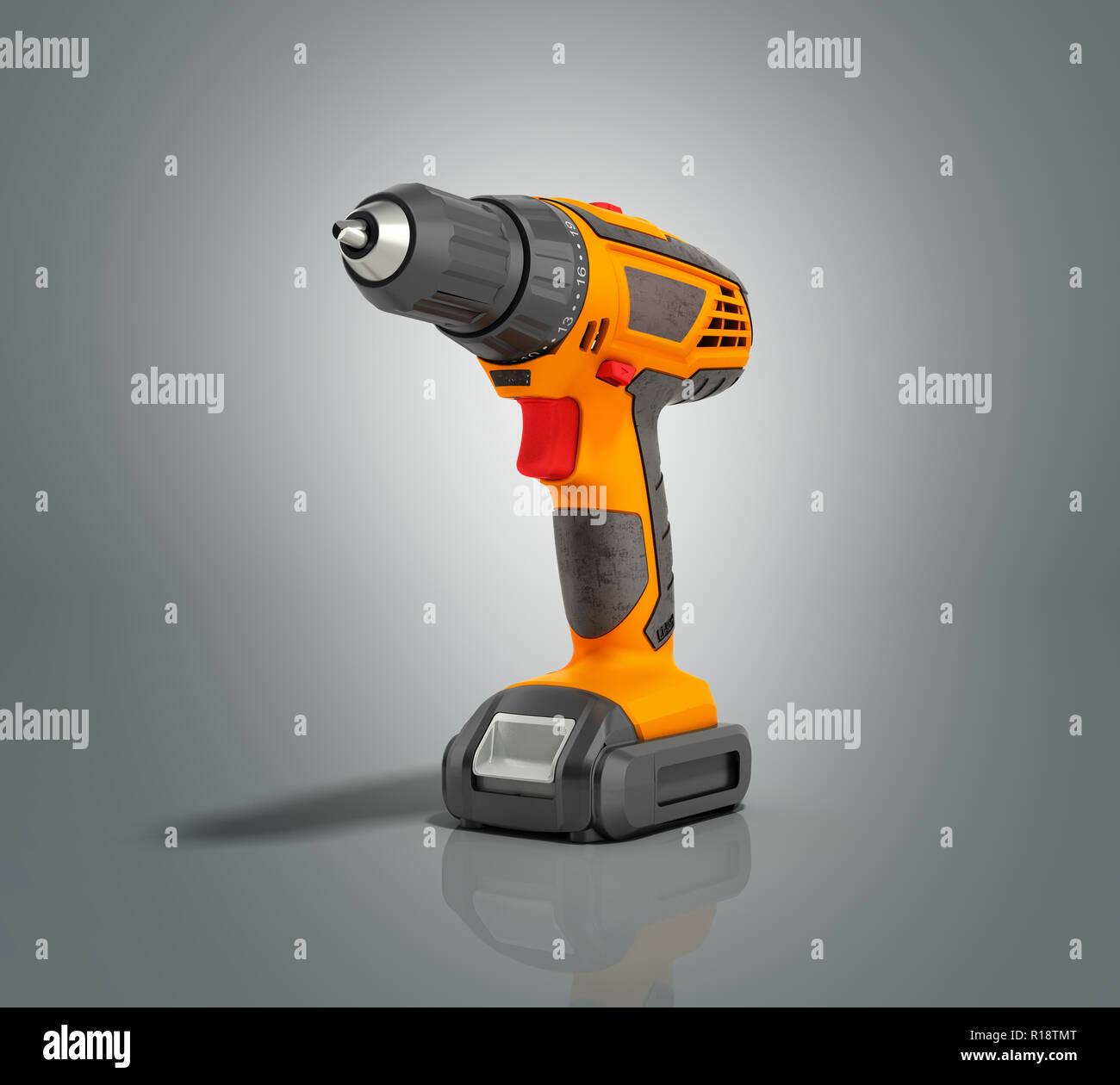 combi drill impact drill and screw driver on grey gradient background