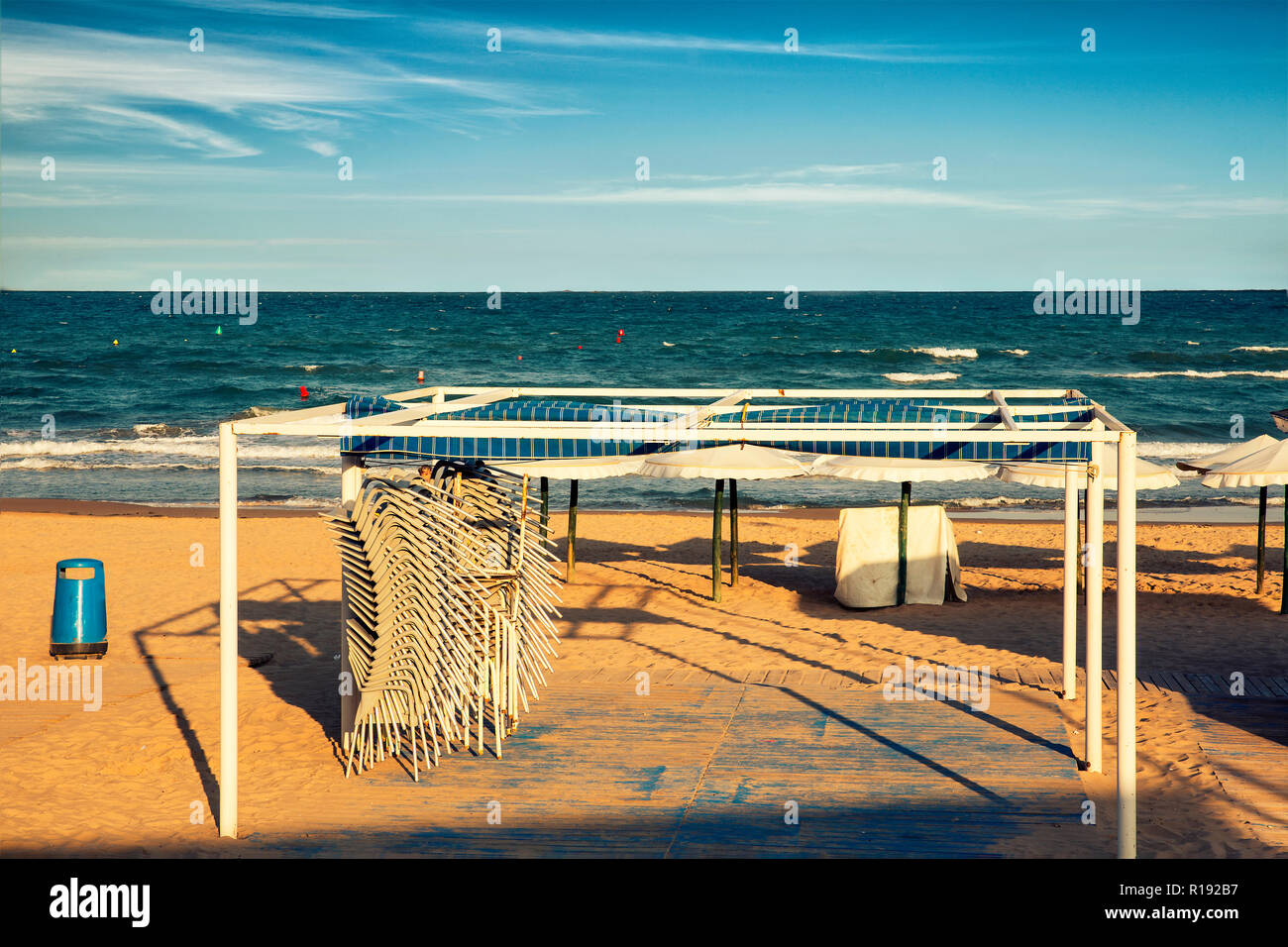 summer end in the beach at Guardamar del segura, Alicabte, Spain Stock Photo
