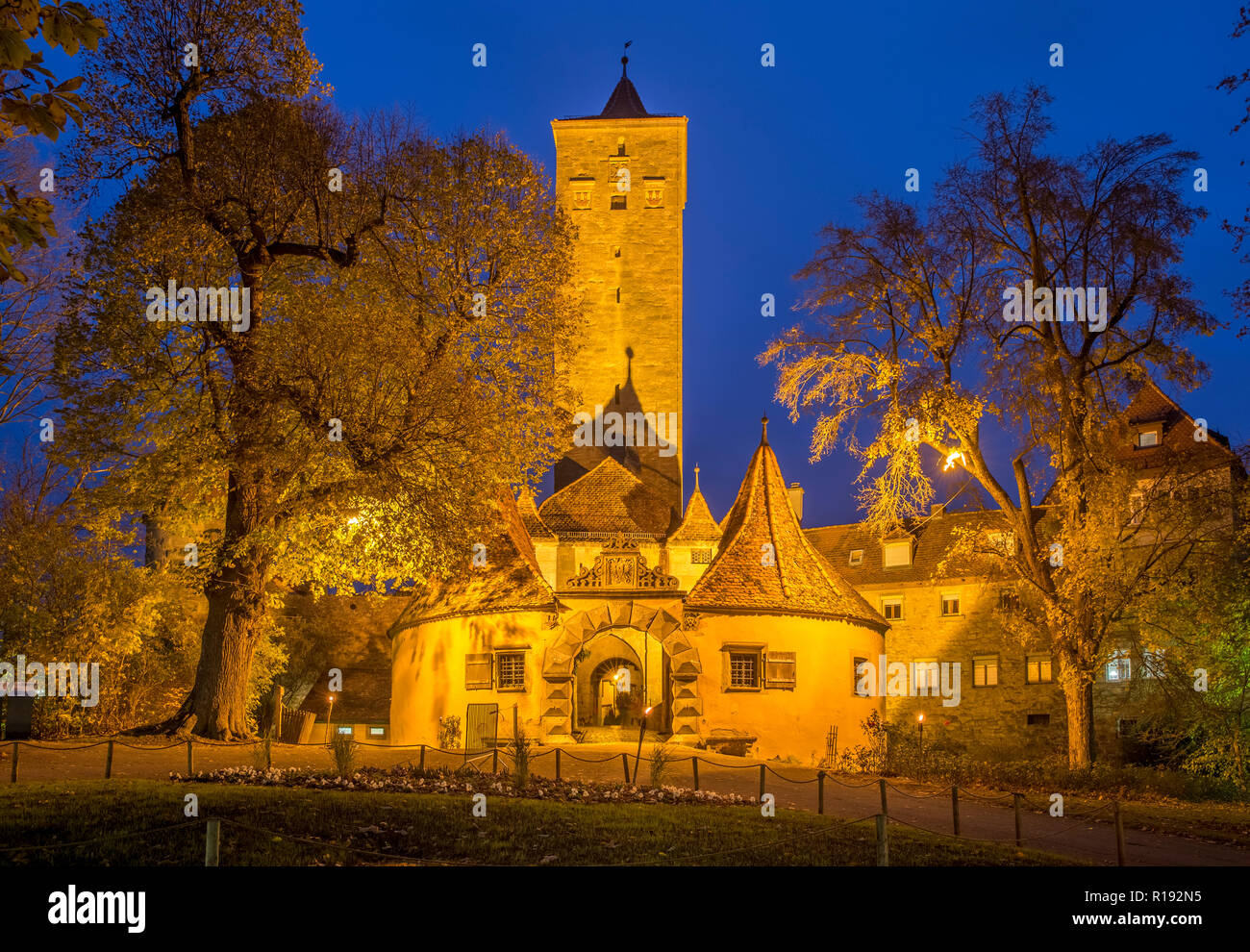 The western town gate in the Rothenburg ob der Tauber Stock Photo