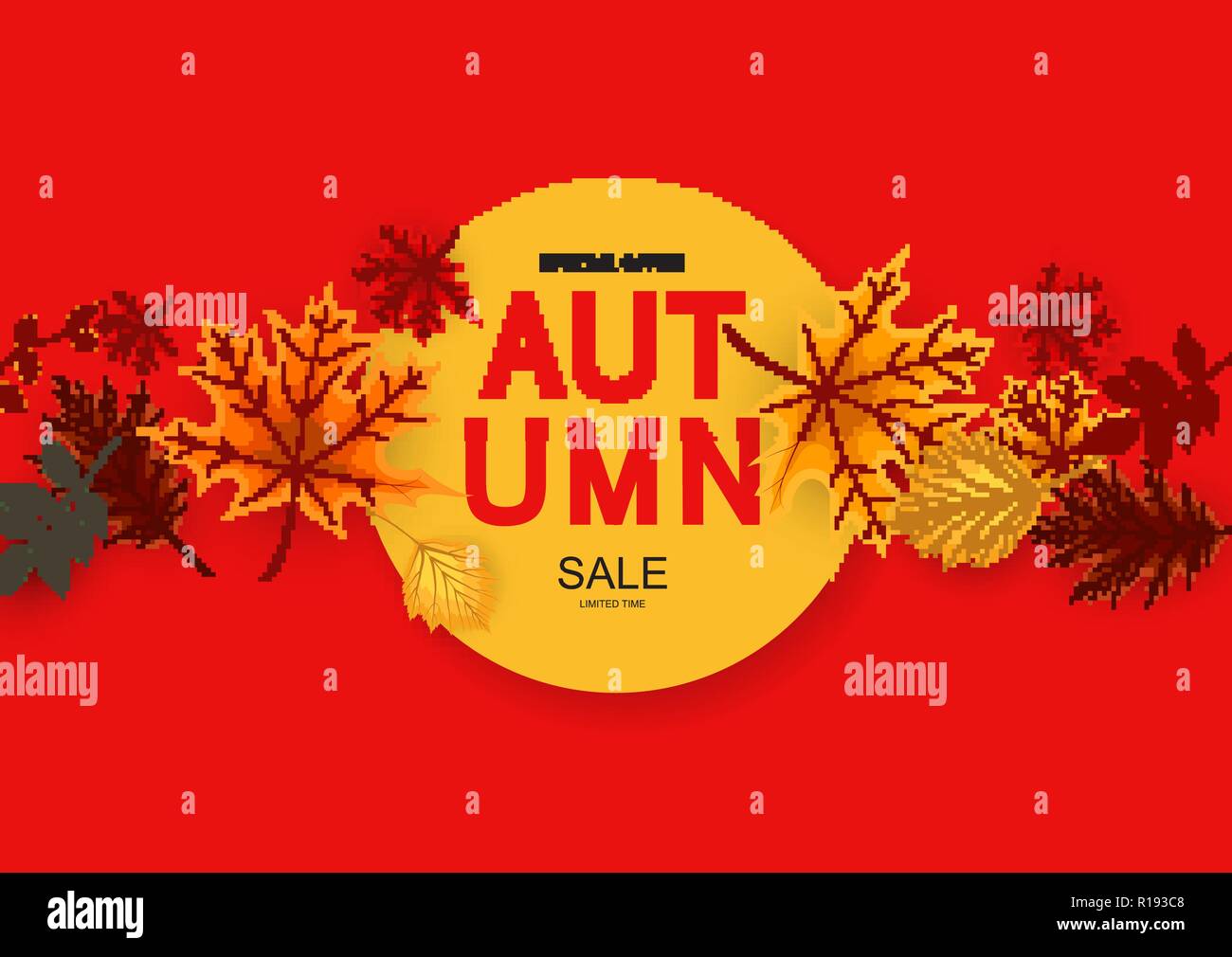 Abstract Vector Illustration Autumn Sale Background with Falling Autumn ...