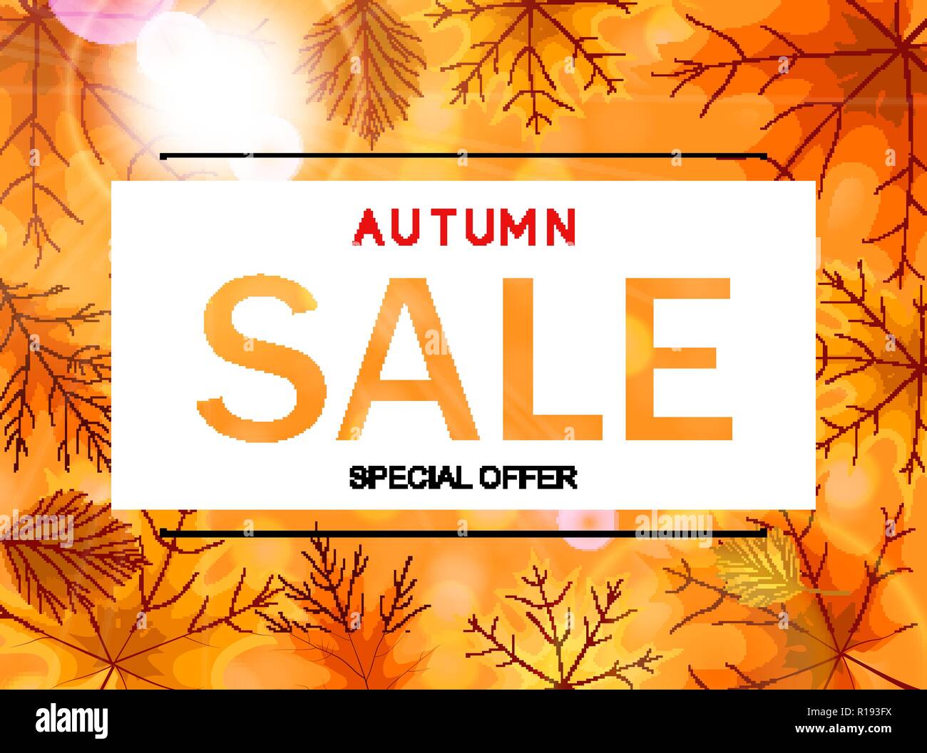 Abstract Vector Illustration Autumn Sale Background with Falling Autumn ...