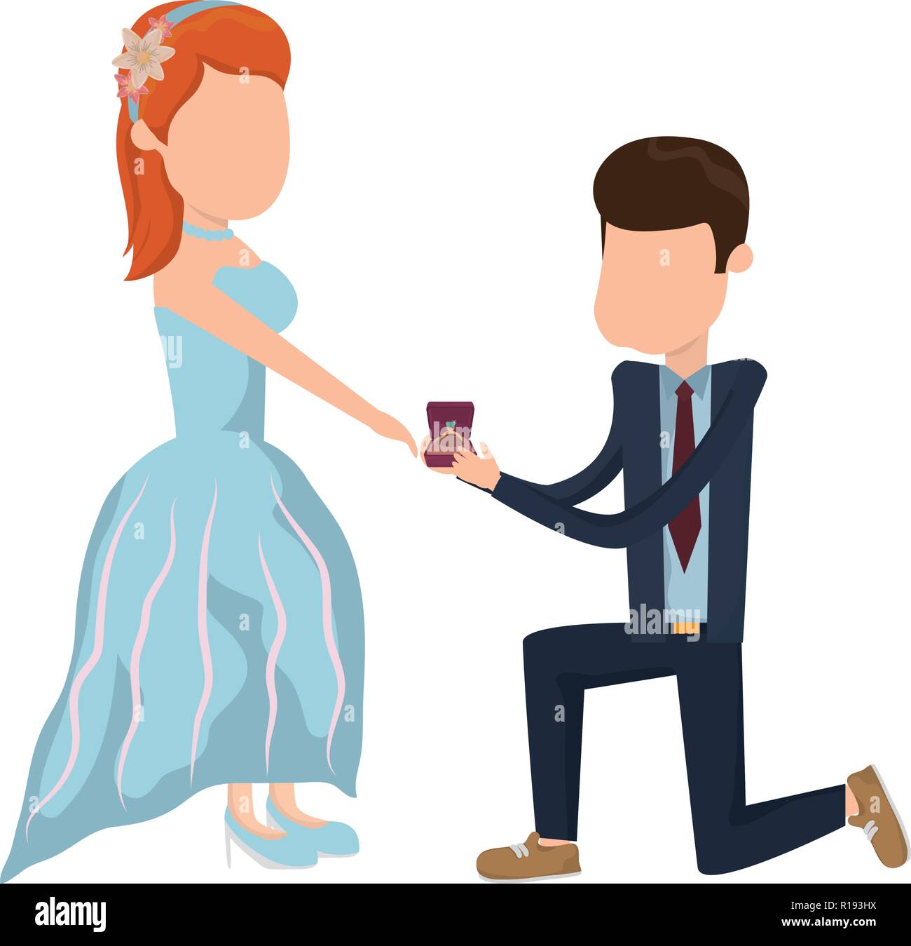 wedding couple husband proposing marriage with ring cartoon vector  illustration graphic design Stock Vector Image & Art - Alamy