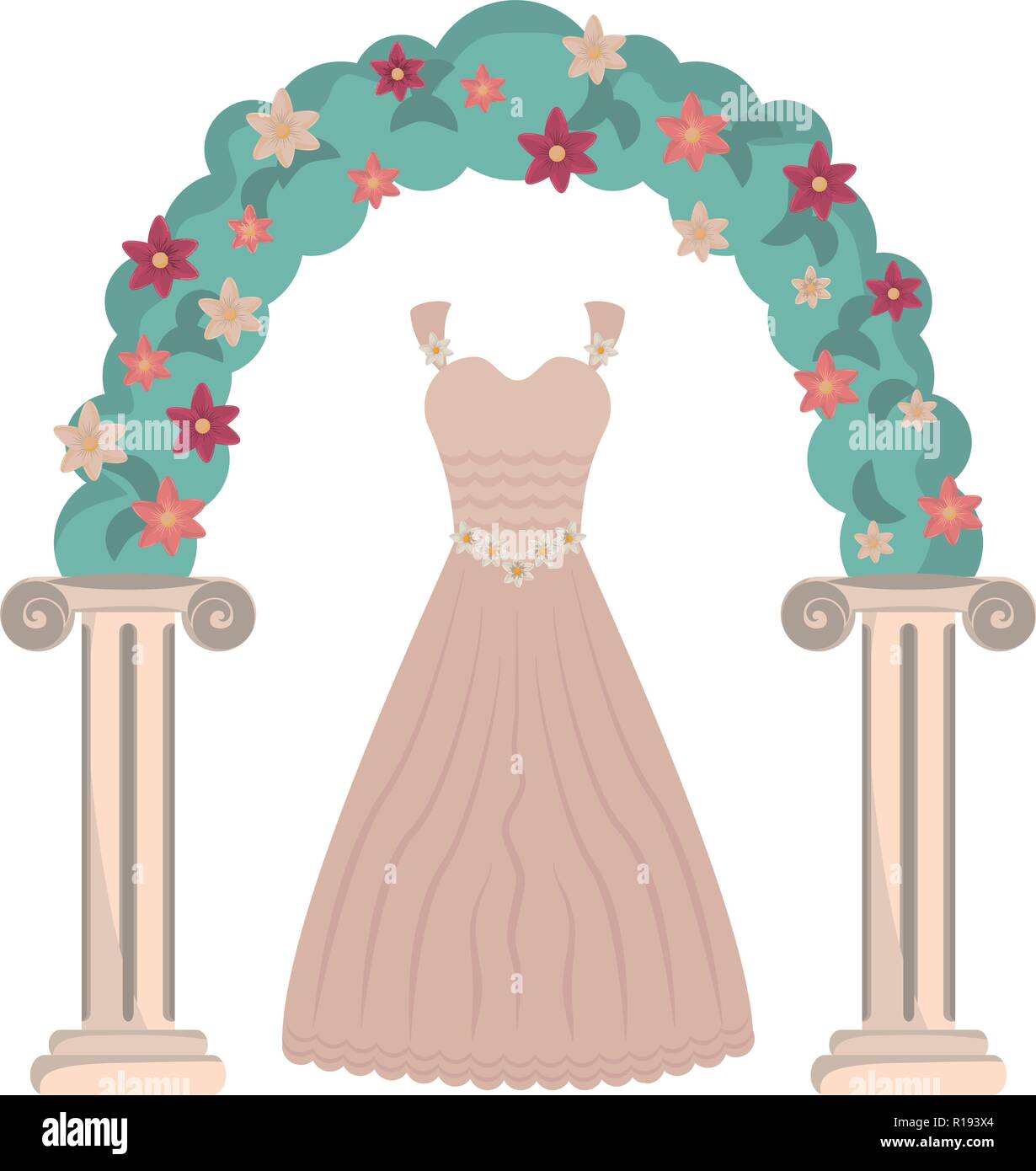 wedding dress cartoon vector illustration graphic design Stock Vector