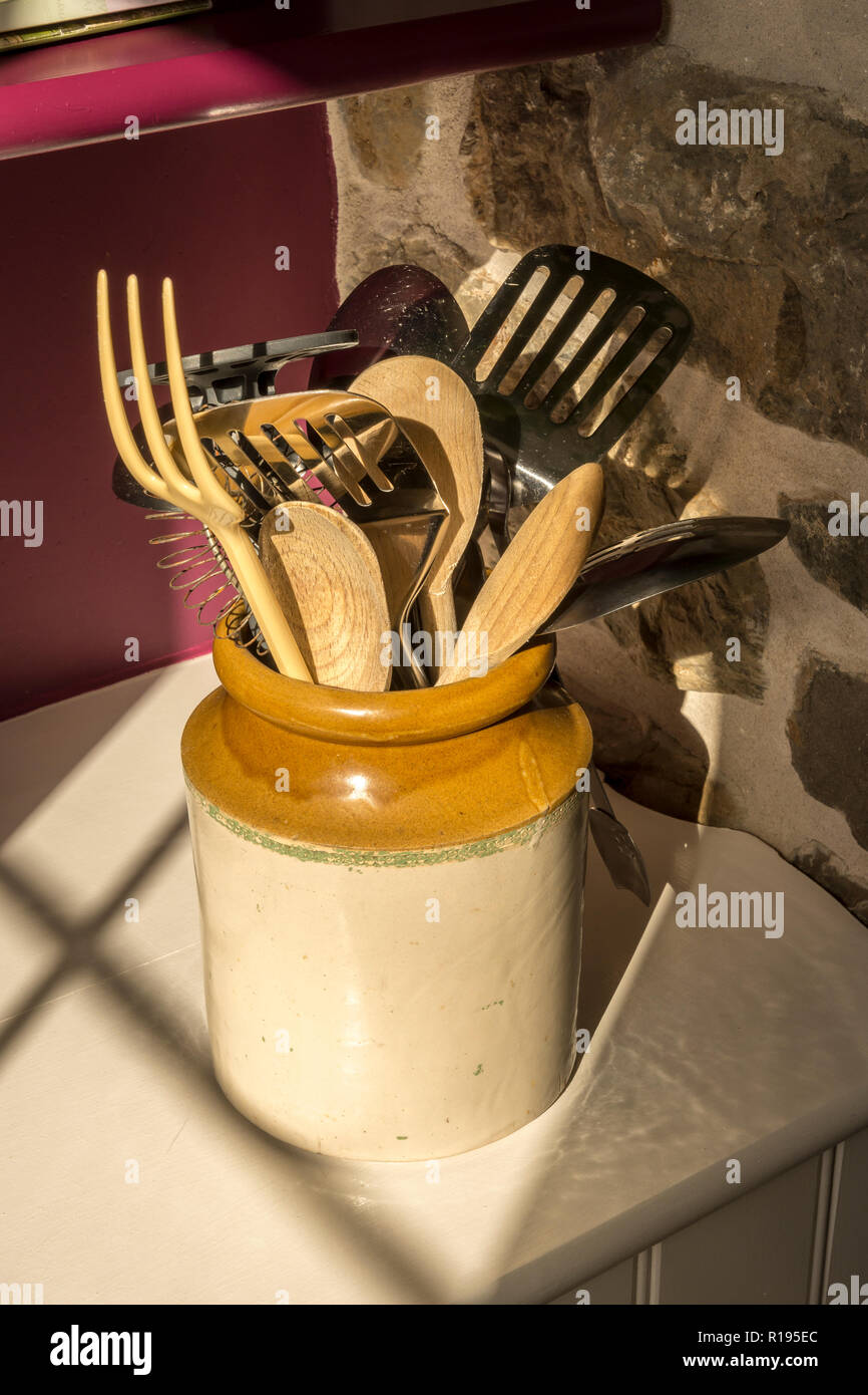 Kitchen jar of utensils Stock Photo Alamy