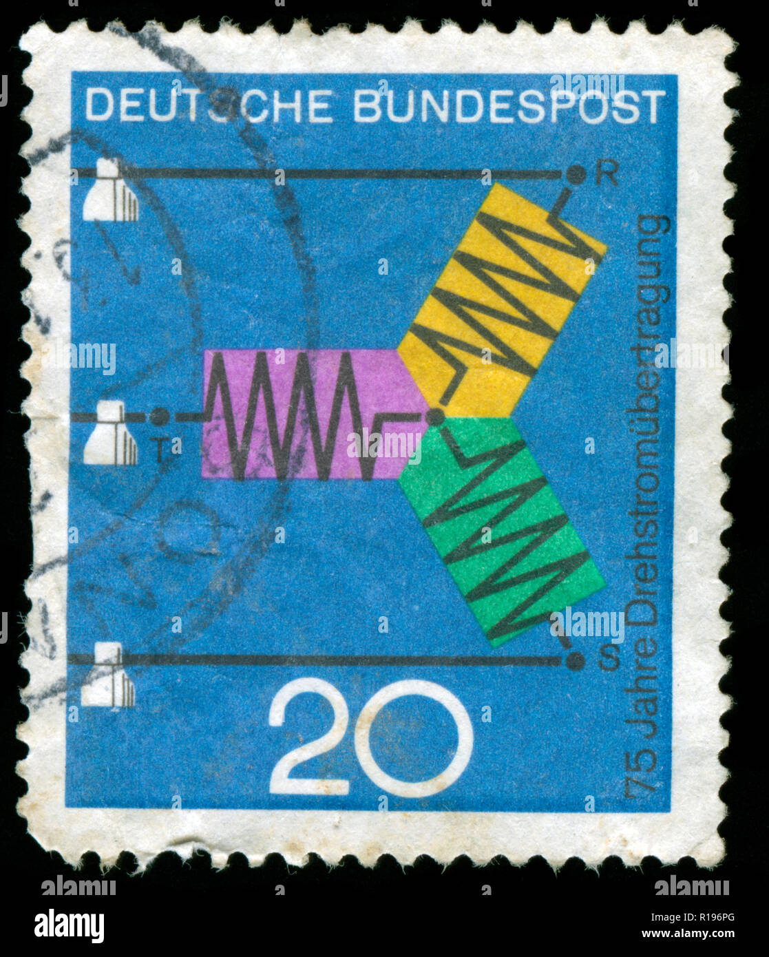 Postmarked stamp from the Federal Republic of Germany in the Scientific Anniversaries series issued in 1966 Stock Photo