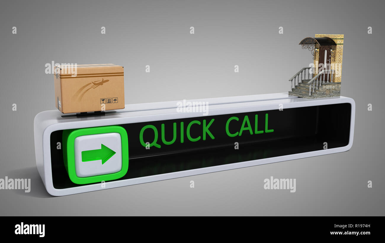 Fast Order Sign concept of fast order of express delivery at the door 3d render on grey ...
