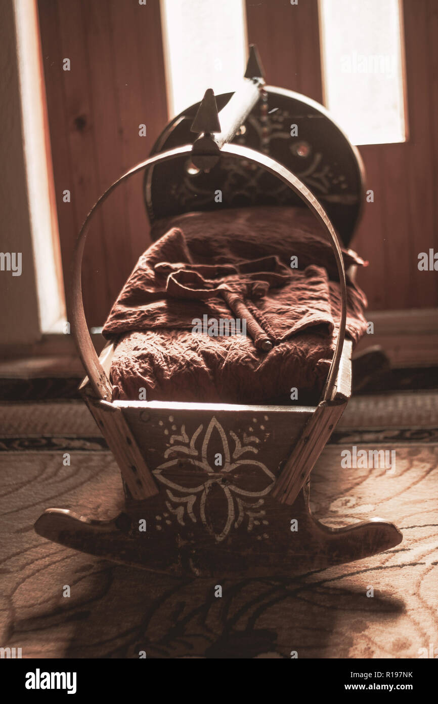traditional wooden cradle