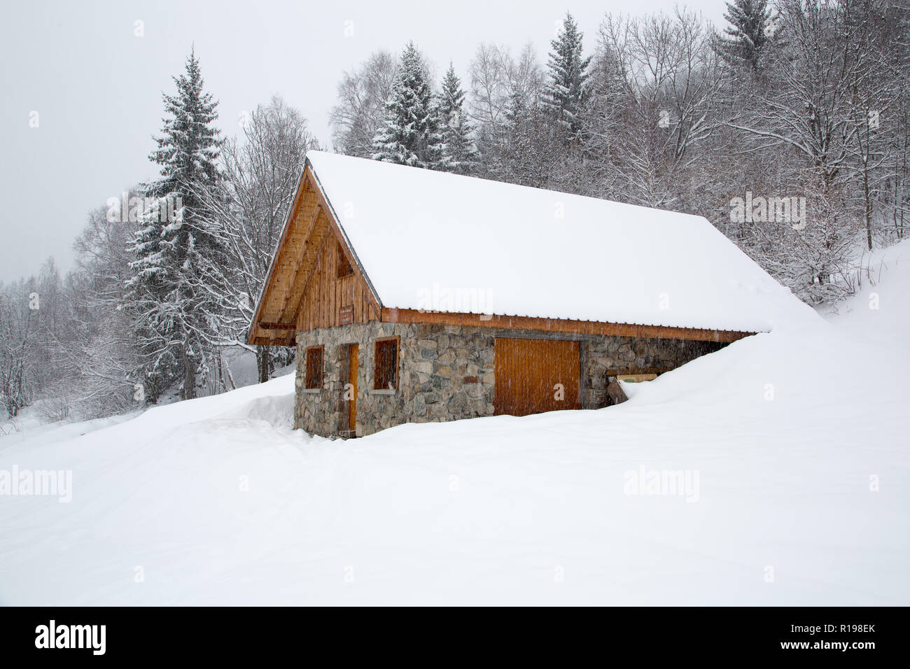 Chalet Covered With Snow In The French Alps Stock Photo 224553691