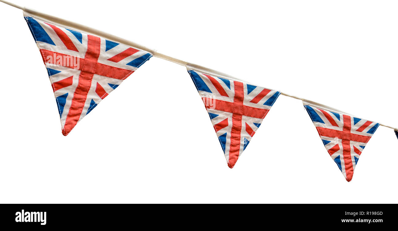 Isolated British Union Jack Flag Fabric Bunting Stock Photo - Alamy