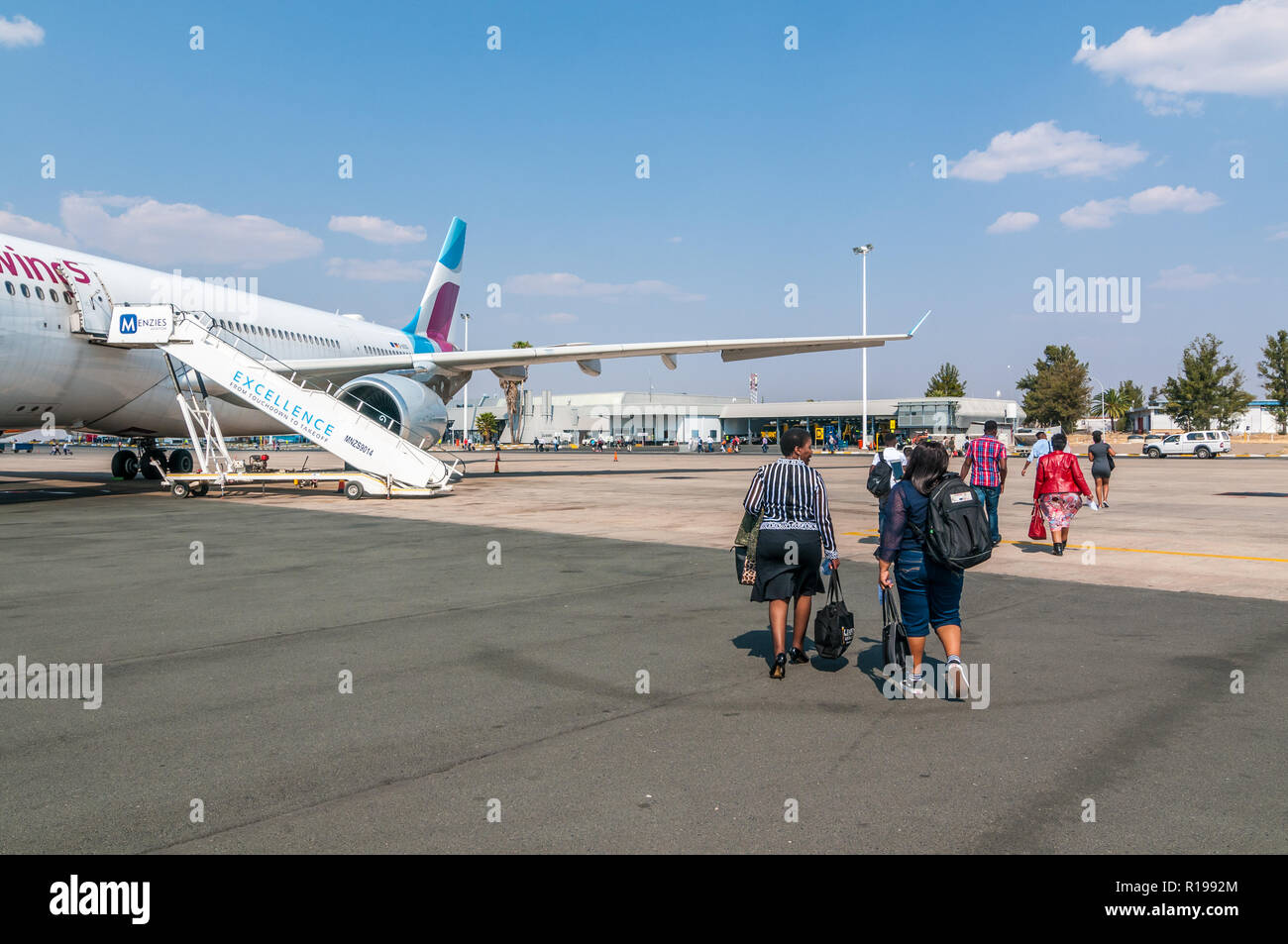 passengers arriving, windhoek airport, Hosea Kutako international airport, Namibia Stock Photo