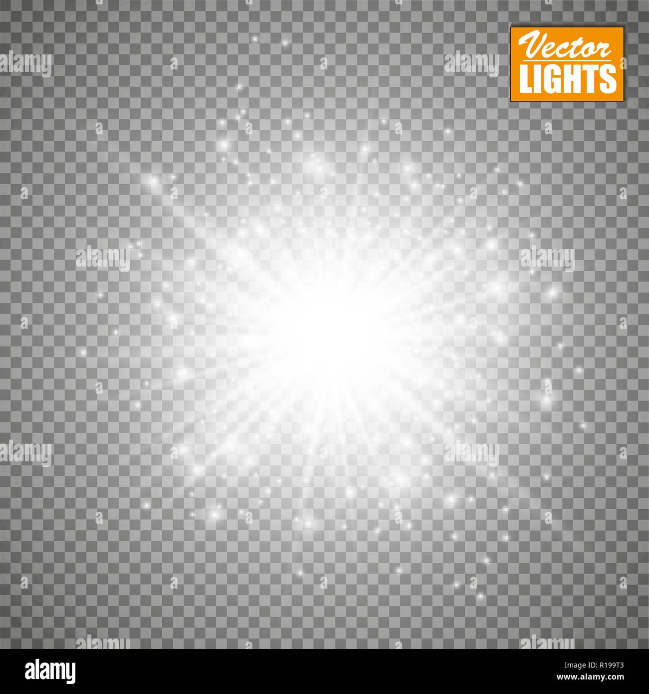 Glow light effect. Vector illustration. Christmas flash Concept. Stock Vector