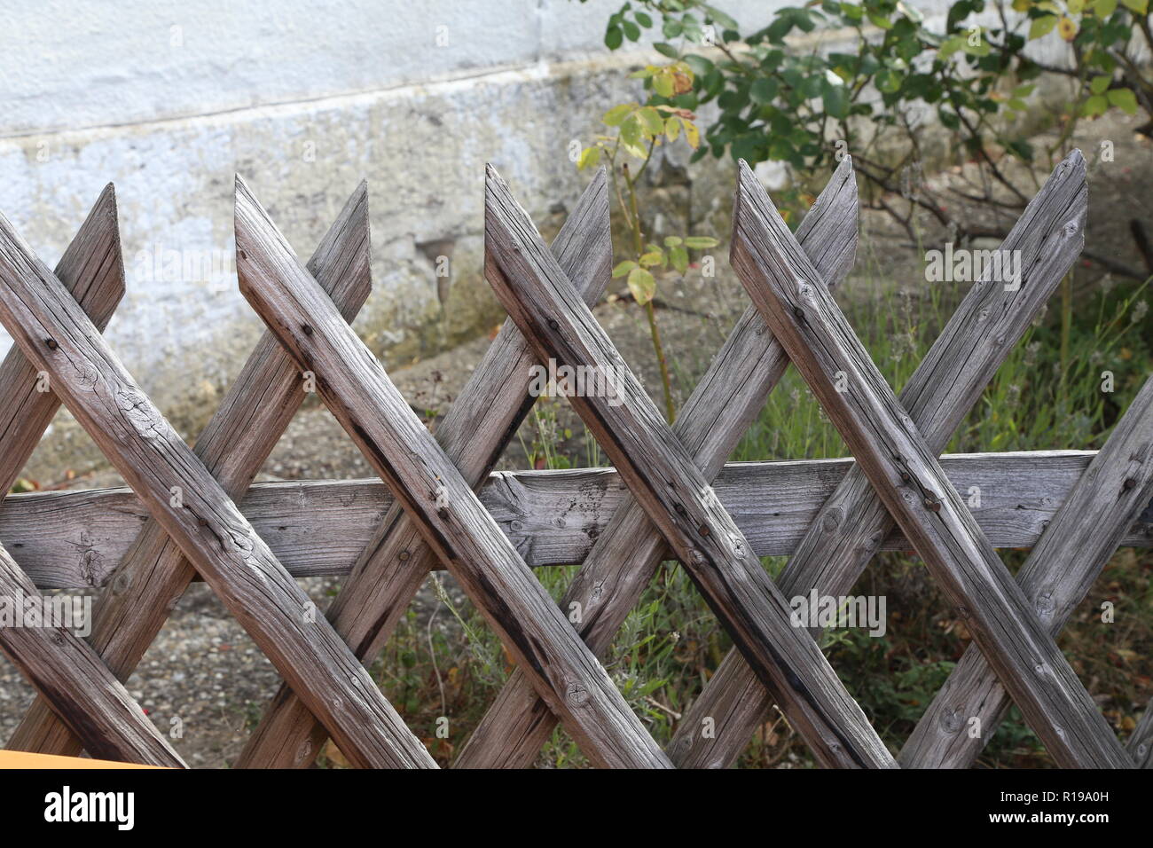 Wattle fence in Garden. Garden wooden fence Stock Photo Alamy