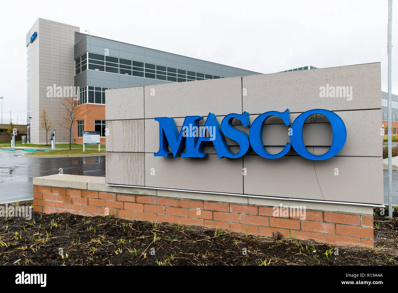 A Logo Sign Outside Of The Headquarters Of The Masco Corporation In Livonia Michigan On October 27 2018 Stock Photo Alamy