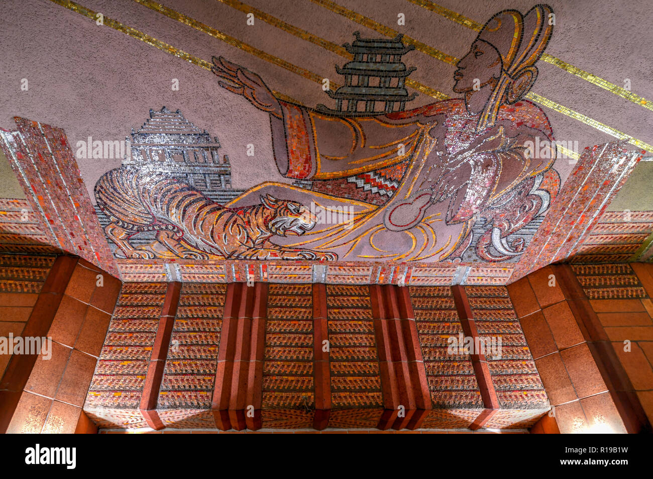 New York City - October 14, 2018: Art Deco mural in the AT&T Long Distance Building. It is a 27-story landmarked Art Deco skyscraper located in the Tr Stock Photo
