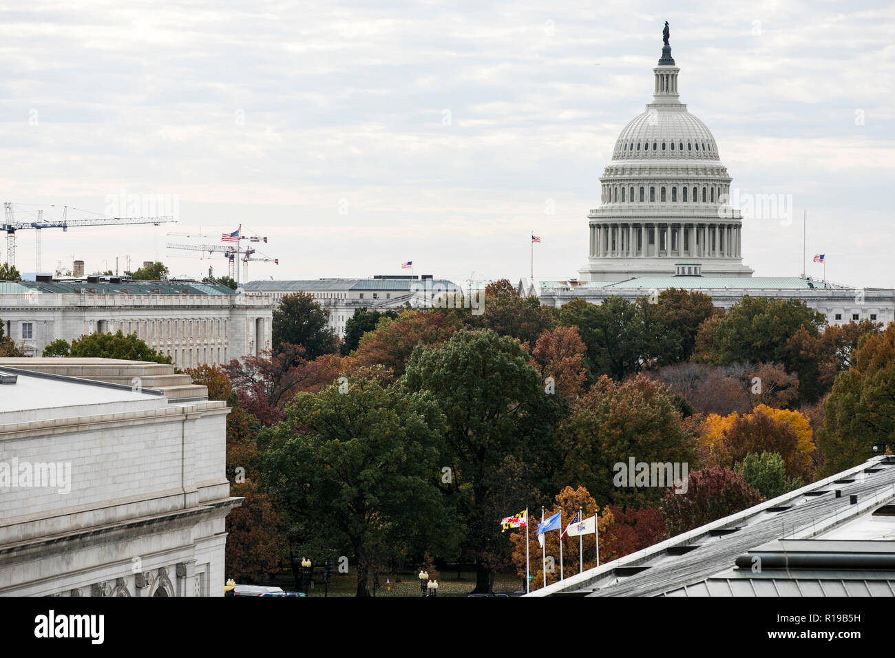 A view of the The United States Capitol Building in Washington, D.C. on November 7, 2018. Stock Photo