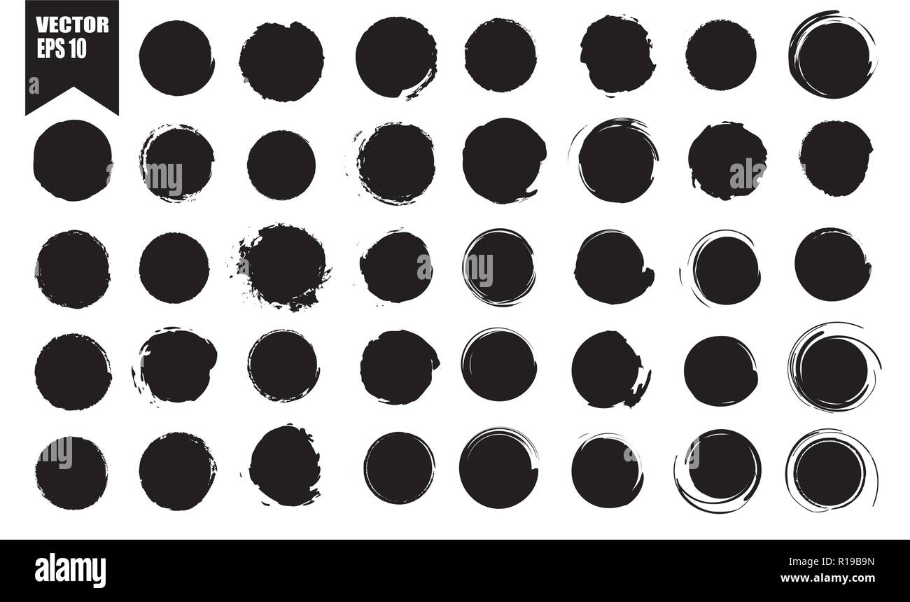 Set of vector black circles. Black spots on white background isolated ...