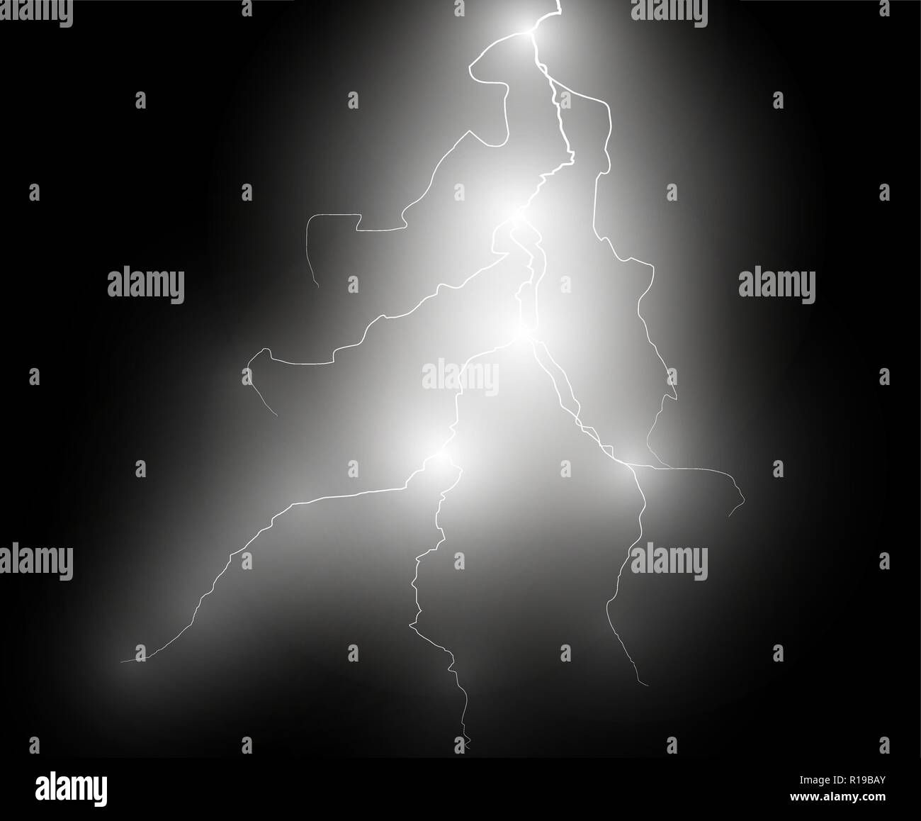 Storm with Lightning isolated on transparent background. Stock Vector