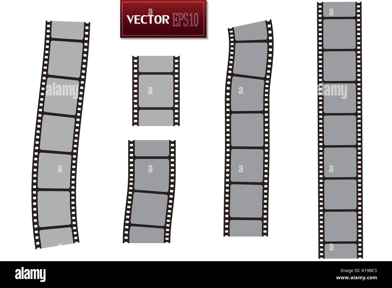 Set of vector film strip isolated on transparent background Stock Vector