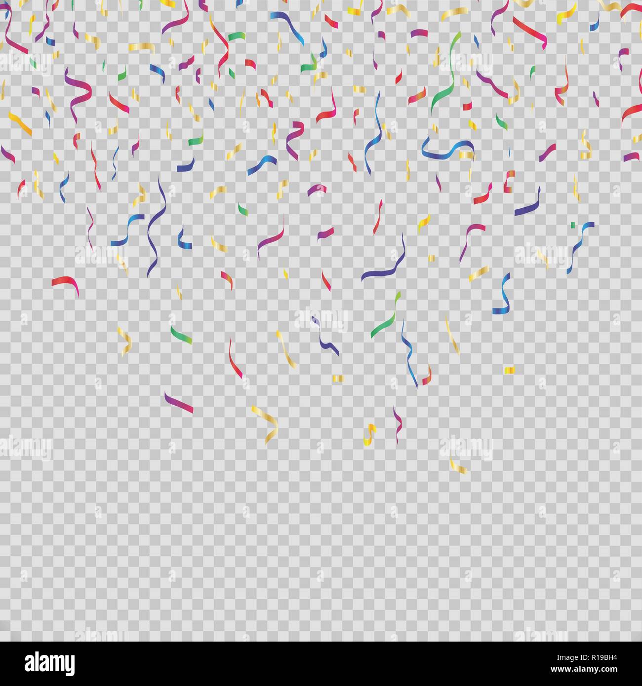 Many Falling Colorful Tiny Confetti And Ribbon Isolated On Transparent ...