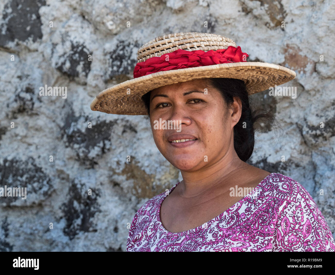 Local woman on the island of Savai'i, the largest island in Samoa. Stock Photo
