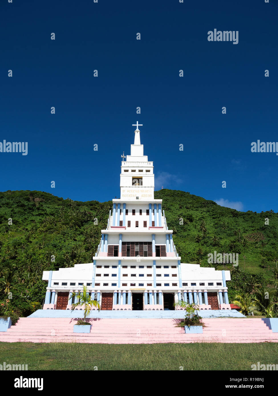 St. Peter Chanel Catholic Church in Poi, Futuna Island, French Territory of Wallis and Futuna Islands. Stock Photo