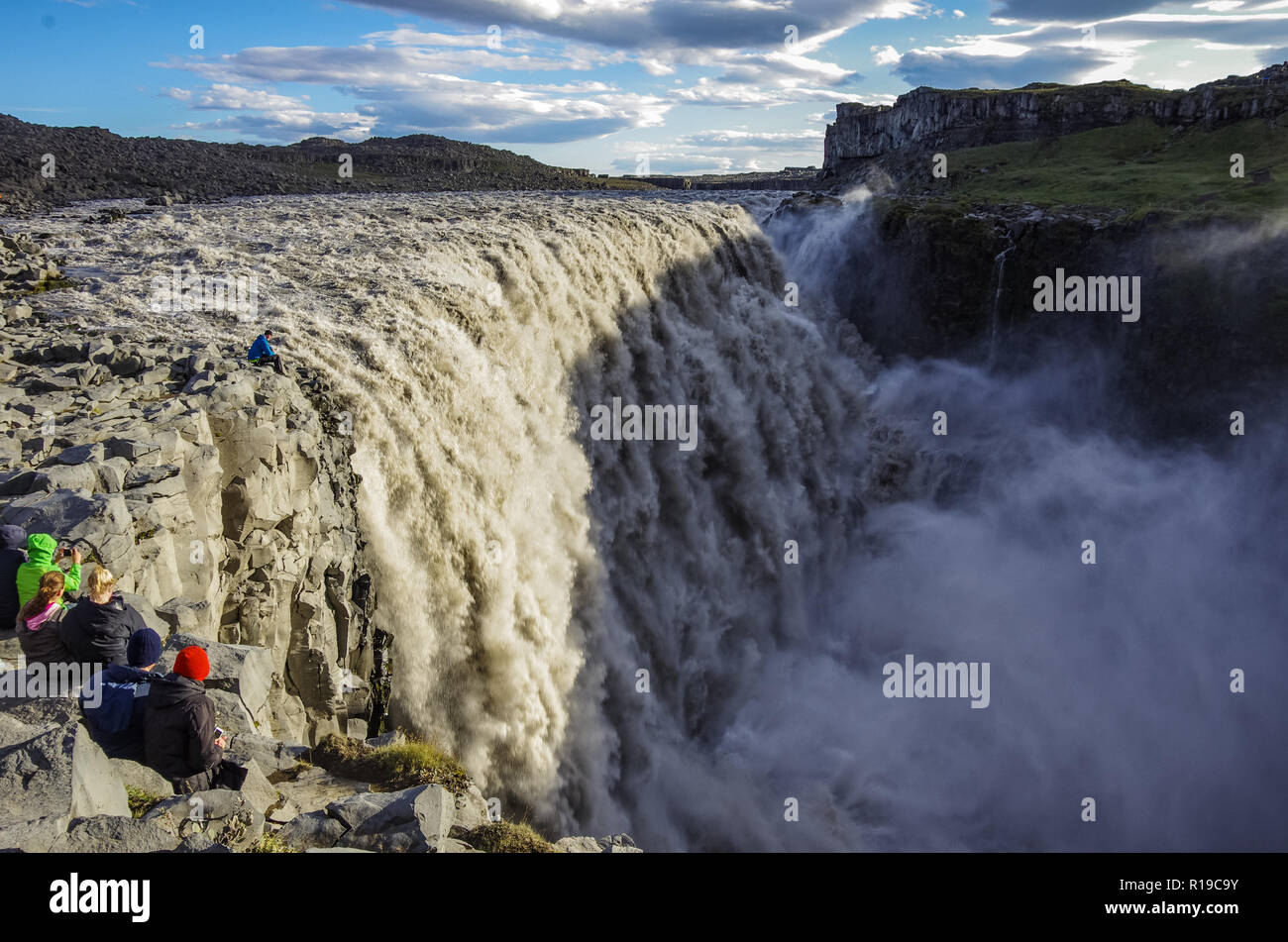Tourist On The Edg Of Detifoss Waterfall One Of The Best Attraction In Iceland Dettifoss Is The Most Powerful Waterfall On Iceland And In The Whole Stock Photo Alamy Tourist On The Edg Of Detifoss Waterfall One Of The Best Attraction In Iceland Dettifoss Is The Most Powerful Waterfall On Iceland And In The Whole Stock Photo Alamy