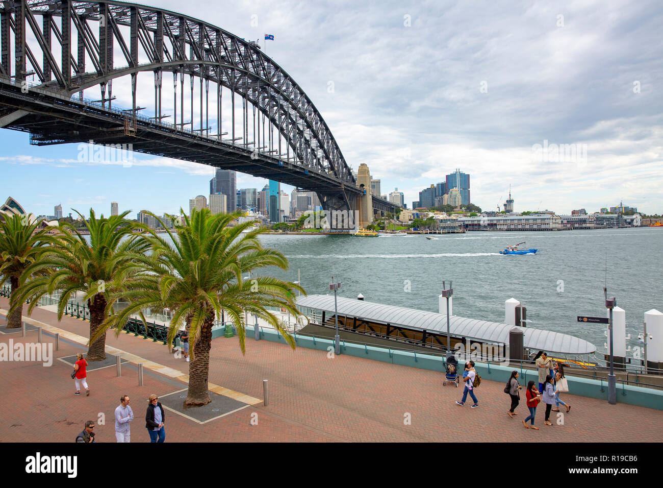 View of Sydney harbour bridge and Sydney cityscape from Milsons Point,Sydney,Australia Stock Photo