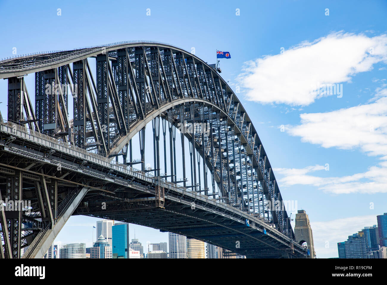 Close up view of the iconic Sydney harbour bridge in Sydney from ...